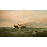 WILLIAM EDWARD WEBB (Manchester, c. 1862-1903)."Shipwreck".Oil on canvas.Signed in the lower right