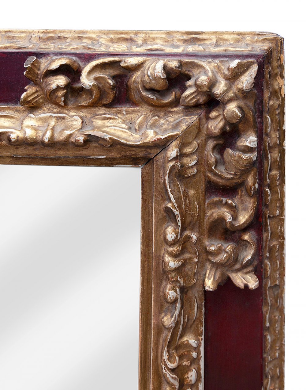 Mirror with frame from the XIX century.Carved, polychromed and gilded wood.Measurements: 80 x 114 cm - Image 2 of 3