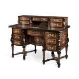Mazarino bureau-desk. Italy, 19th century.Jacaranda wood and details in ebonised wood.Marquetry of
