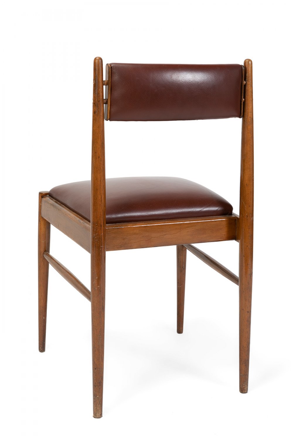 Set of six chairs, 1950s-60s.Beech wood frame and leather upholstery.In need of refinishing. - Image 5 of 5