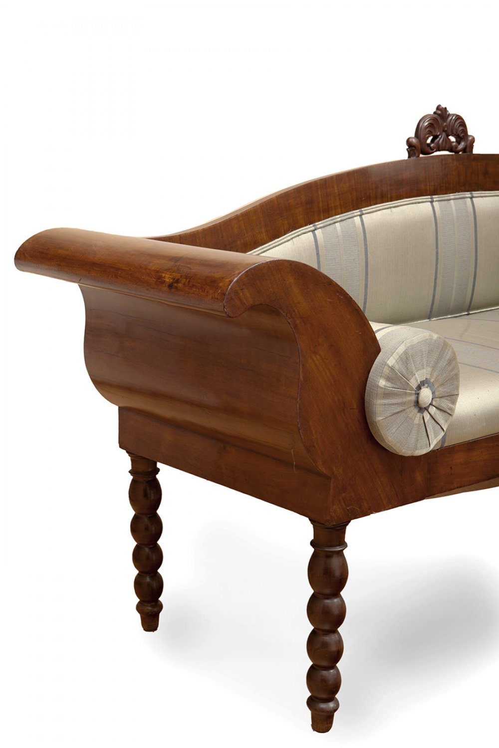 Fernandino bench; Spain, early 20th century.Walnut or oak wood with silk upholstery.Measurements: 93 - Image 4 of 4