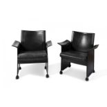 TITO AGNOLI (Lima, 1931-Milan, 2012) for MATTEO GRASSI.Set of two Korium armchairs.Upholstery in