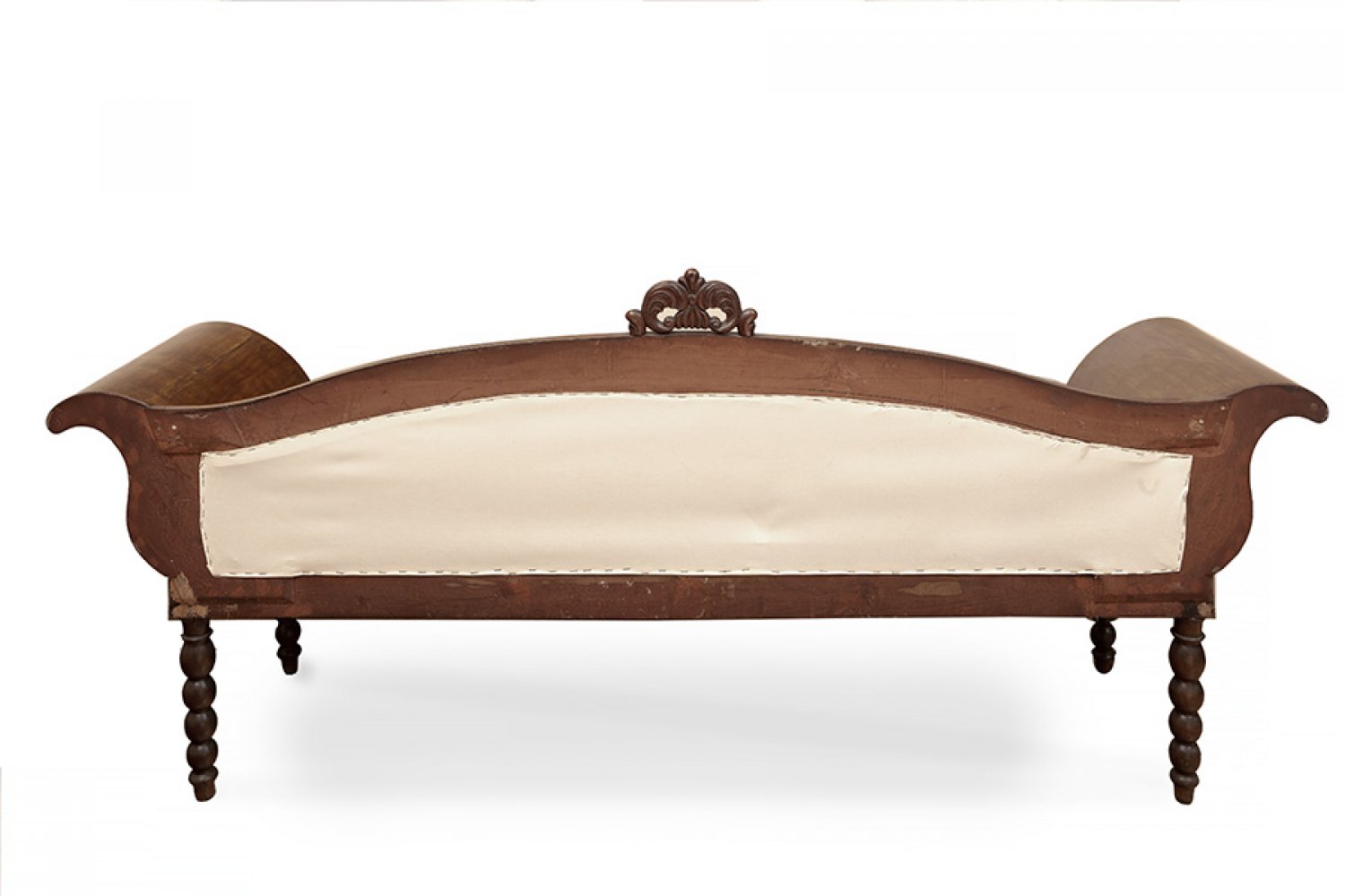 Fernandino bench; Spain, early 20th century.Walnut or oak wood with silk upholstery.Measurements: 93 - Image 2 of 4