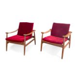 FINN JUHL (1912, Frederiksberg - 1989, Gentofte, Denmark) for France & Son.Pair of armchairs n°133.
