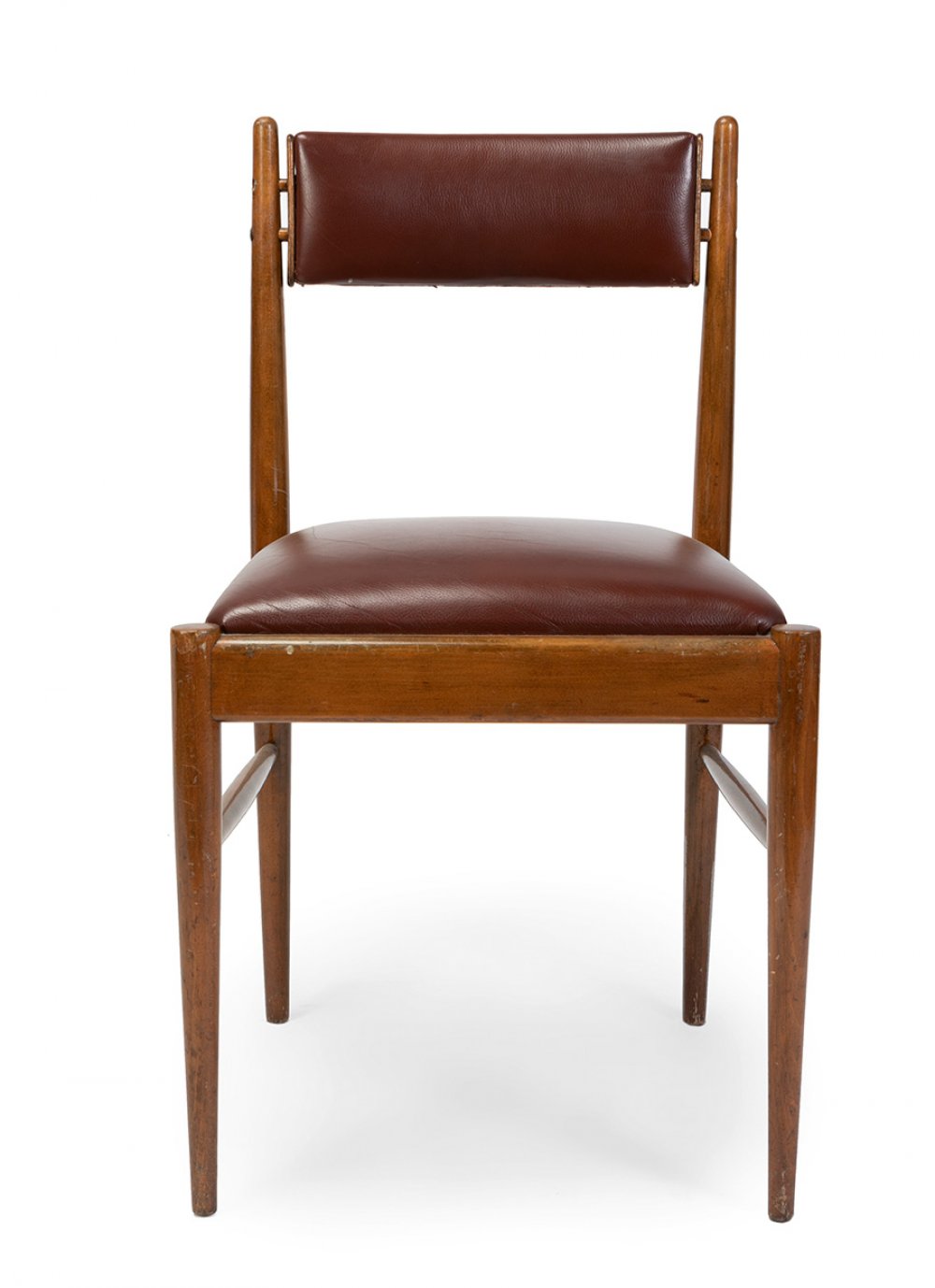 Set of six chairs, 1950s-60s.Beech wood frame and leather upholstery.In need of refinishing. - Image 2 of 5