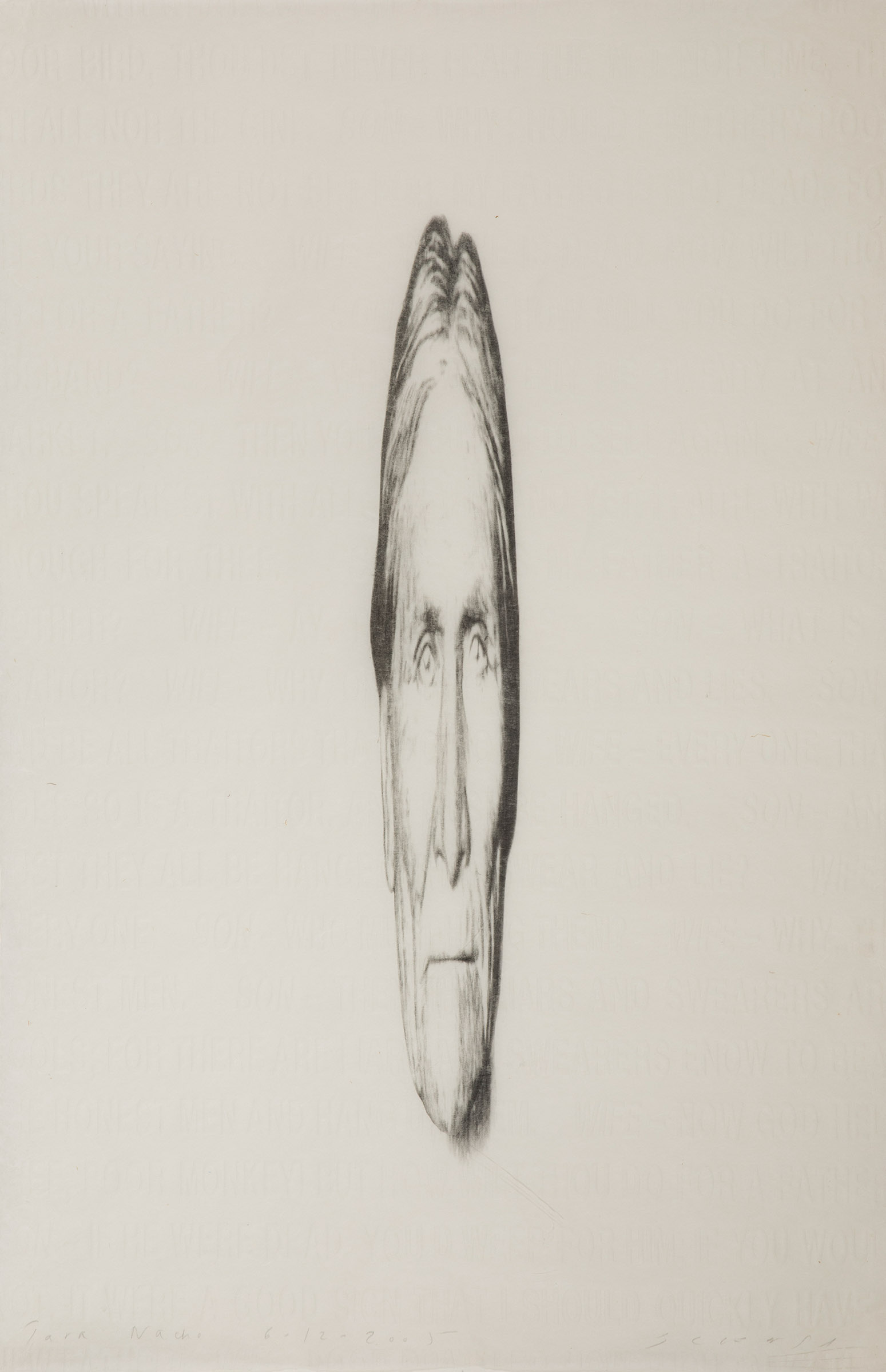 JAUME PLENSA (Barcelona, 1955)."Anonim I", 2005-Lithography and etching on Kôzo paper (20gr). Copy