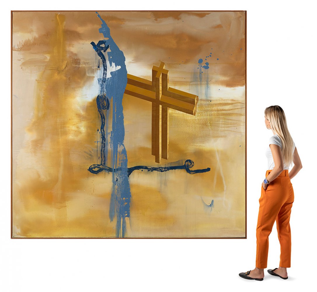 JOSÉ MANUEL BROTO GIMENO (Zaragoza, 1949)."The Cross. Paris, 1988.Acrylic and collage on canvas. - Image 4 of 7