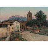 TOMÁS VIVER AYMERICH (Terrassa, Barcelona, 1876 - 1951)."Rural landscape".Oil on canvas.Signed in