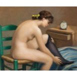 TERESA CONDOMINAS SOLER (Barcelona, 1905 - 2002)."Female nude".Oil on panel.Signed in the lower left