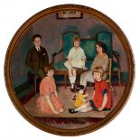 FERRAN CALLICÓ BOTELLA (Barcelona, 1902 - Neronde, France, 1968)."Family".1922.Oil on circular