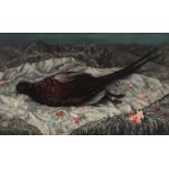 CARLO TERZOLO (Incisa Scapaccino, 1904 - Turin, 1975)."Partridge on a Manila Shawl", 1940s.Oil on