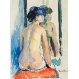 RAMÓN PICHOT SOLER (Figueras, Girona, 1924 - Barcelona, 1996)."Female nude with mirror".Oil on