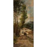 JAUME PAHISSA LAPORTA (Barcelona, 1846 - 1928)."Landscape with shepherd and flock".Oil on canvas.