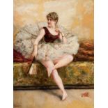 EDUARDO LEÓN GARRIDO (Madrid, 1856 - Caen, France, 1949)."Ballerina with Fan.Oil on panel.With stamp