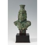 Roman-Egyptian bust of Serapis. Alexandria, 1st-2nd century AD.Bronze.In good condition, green