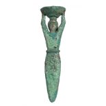 Foundation nail with offerer figure; Mesopotamia, c. 2000 B.C.Cast bronze.It has a patina and is