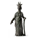 Goddess Isis-Hator, Fortuna ; Rome, 1st-2nd century AD.Bronze.It presents loss of the hand and
