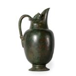 Etruscan Oinochoe, circa 4th-3rd century BC.Bronze.It has a nice green patina.In good condition.