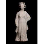 Tanagra-style female figure, Greece, circa 4th century BC.Terracotta.Provenance: Daaf De haan 1984