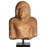 Male bust. Ancient Egypt, Old Kingdom, circa 2700-2181 BC.Stoneware.The chin is damaged. There is