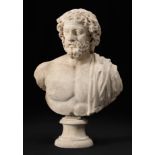 Bust of a Roman barbarian. Ancient Rome, circa 300 AD.Marble.Damaged, nose restored. There is a