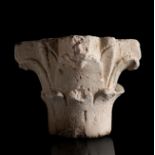 Gothic capital; Spain, 14th century.Carved limestone.Wear and tear due to use and the passage of