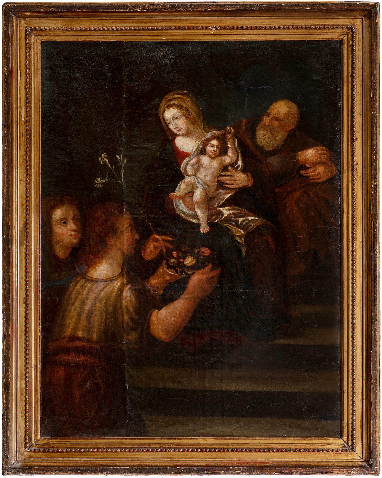 Spanish school, 17th century."Virgin and Child".Oil on canvas.Defects in the frame.Measurements: - Image 2 of 6