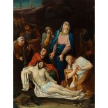 Spanish school, ca. 1800."Lamentation".Oil on canvas. Relined.Frame of the 19th century.