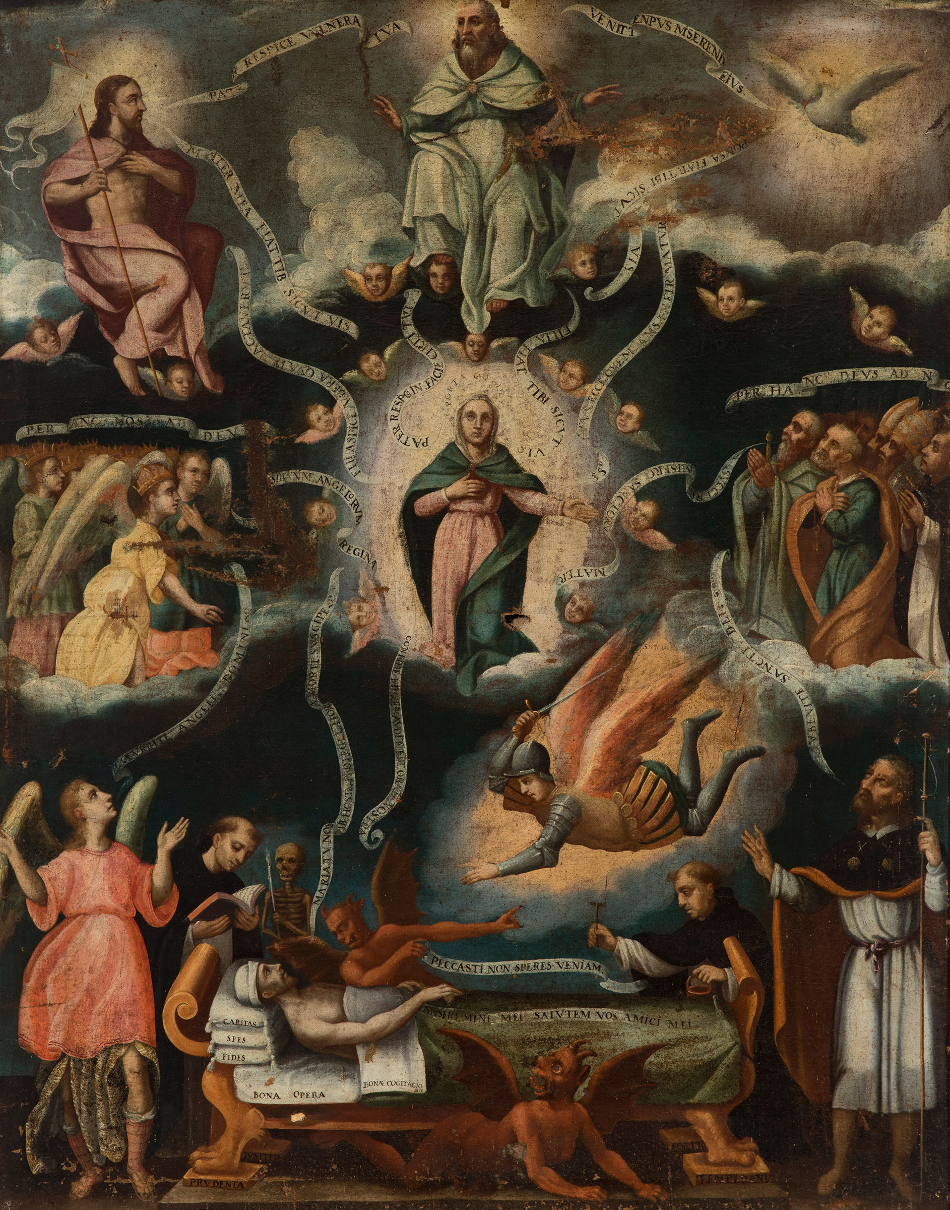 Spanish or Novo-Hispanic school, first half of the 17th century."The Trinity receiving the soul of a