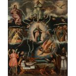 Spanish or Novo-Hispanic school, first half of the 17th century."The Trinity receiving the soul of a