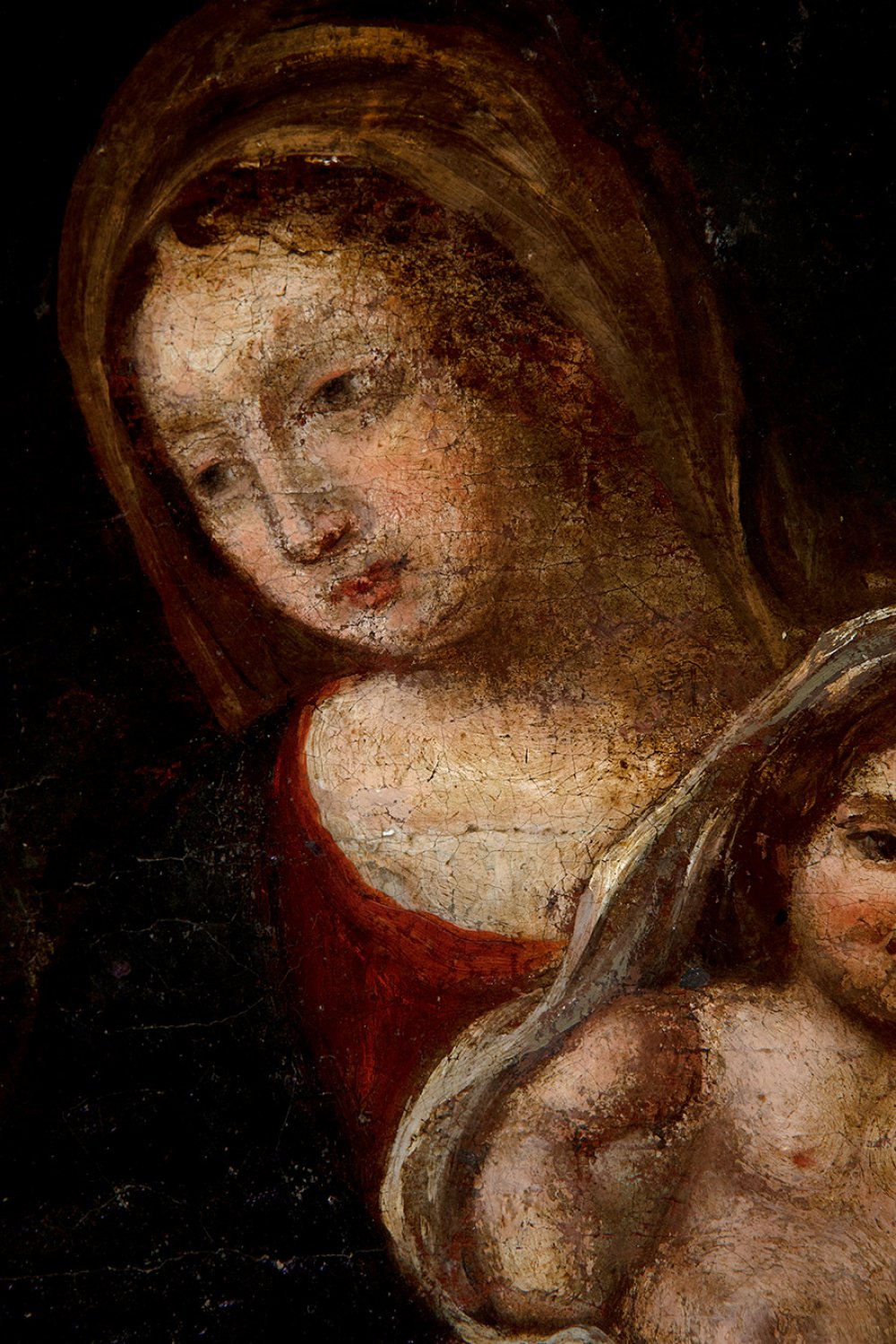 Spanish school, 17th century."Virgin and Child".Oil on canvas.Defects in the frame.Measurements: - Image 4 of 6