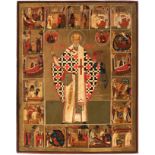 Russian icon, late 18th - early 19th century."Saint Nicholas".Painting on wood.Slight flaws in the