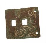 Fragment of a buckle. Celtiberian culture, 4th-2nd centuries BC.Bronze and silver.Provenance: