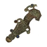Visigothic fibula, 5th-8th century AD.Bronze.Faults in the upper part of the fibula and in the