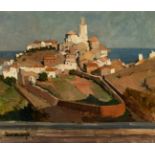 RAFAEL DURANCAMPS I FOLGUERA (Sabadell, 1891 - Barcelona, 1979)."Cadaqués".Oil on canvas adhered