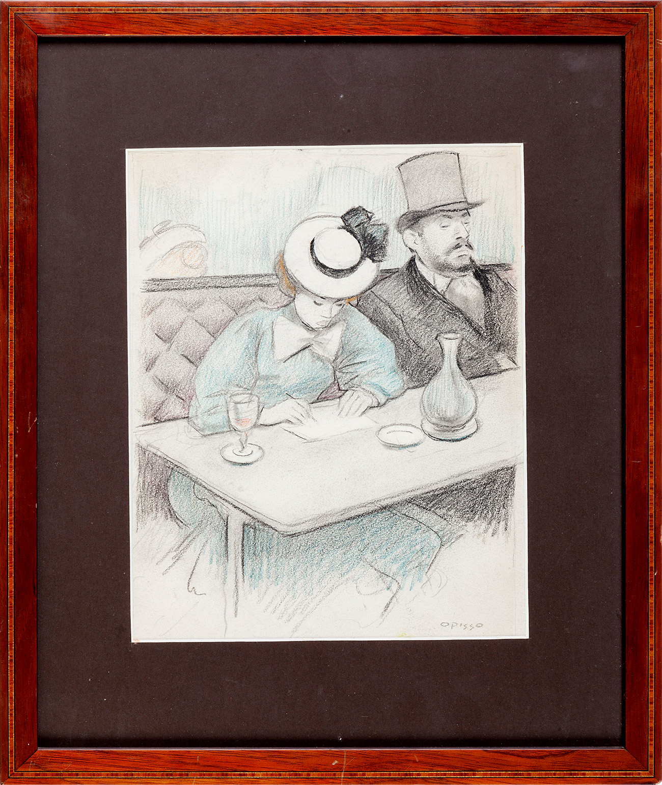 RICARDO OPISSO I SALA (Tarragona, 1880 - Barcelona, 1966)."Couple in a Parisian café".Pencil and - Image 4 of 4
