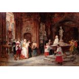 VICENTE MARCH Y MARCO (Valencia, 1859 - 1927)."The Christening".Oil on panel.Signed and located in