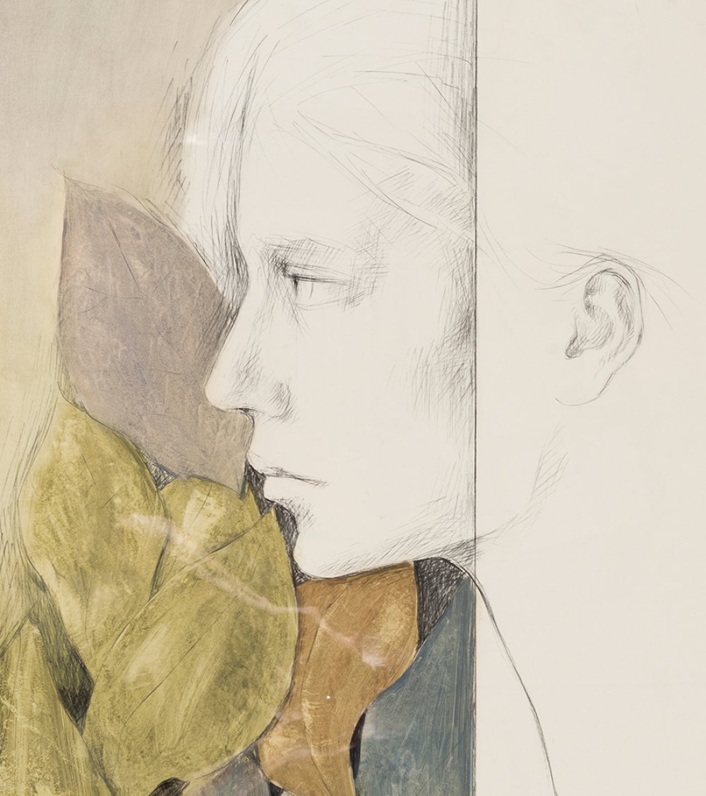 MONTSERRAT GUDIOL COROMINA (Barcelona, 1933 - 2015)."Profile portrait, 1990.Pencil and watercolour - Bild 4 aus 4