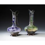 Pair of Art-Nouveau decanters VAL SAINT LAMBERT / ORIVIT. Belgium/Germany, ca. 1910.Cameo and Orivit