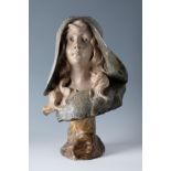 C. Hocböck. Central European Art Nouveau School, ca. 1910"Young lady".Bust, Art Nouveau, ca. 1900 .