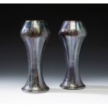 Pair of Jugendstil LOETZ vases; Austria, ca. 1895.Iridescent blown glass.Pair of iridescent blown