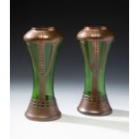Pair of Jugendsti FRANZ WELZ "Antonienhütte" vases; Bohemia, ca. 1910.Blown glass.Pair of blown