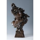 JEAN FORETAY (Morgues, Switzerland 1861-1944)Bust, Art Nouveau, ca. 1910.Patinated terracotta.