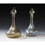 Pair of Jugendstil LOETZ vases; Austria, ca. 1895.Iridescent blown glass.Pair of iridescent blown