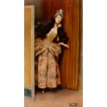 ROMAN RIBERA CIRERA (Barcelona, 1848 - 1935)."Lady at the Lyceum.Oil on canvas.Signed in the lower