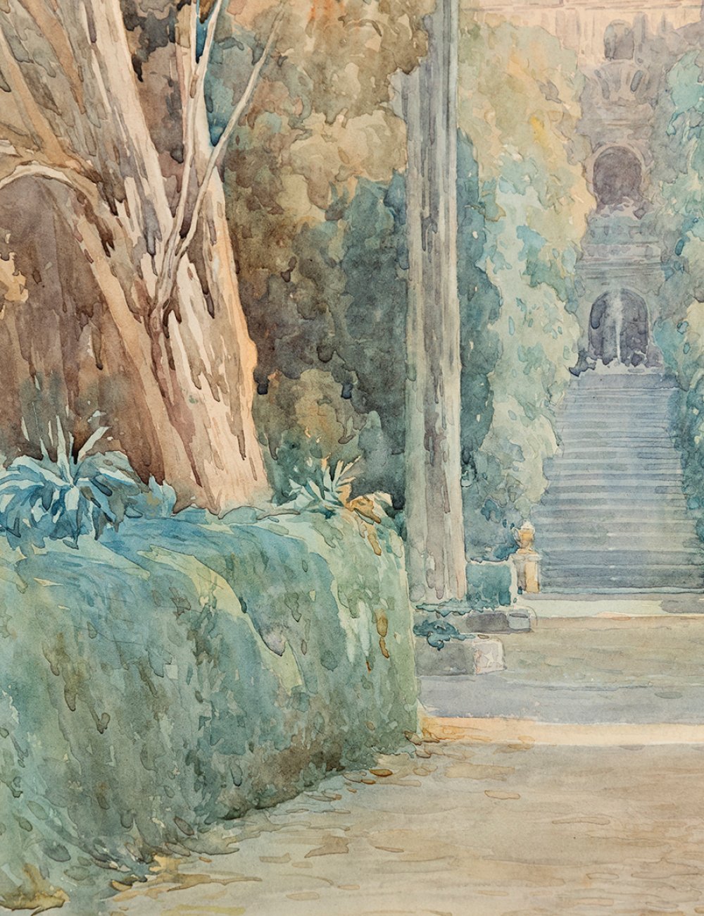 JOSÉ VILLEGAS CORDERO (Seville, 1848 - Madrid, 1921)."Villa d' Este".Watercolour on paper.Attached - Image 5 of 6