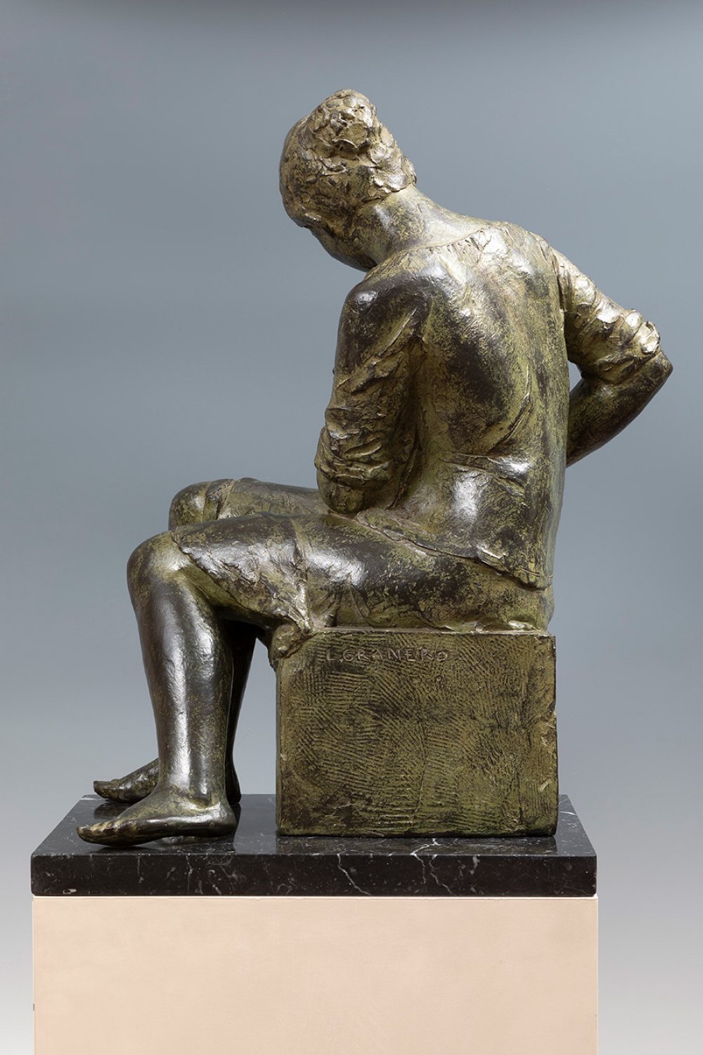 LUISA GRANERO SIERRA (Barcelona, 1924)."Maternity".Sculpture in patinated bronze, on marble base. - Image 5 of 6