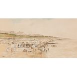 JOSE VILLEGAS CORDERO (Seville, 1848 - Madrid, 1921)."Biarritz Beach", c.1910.Watercolour on paper.