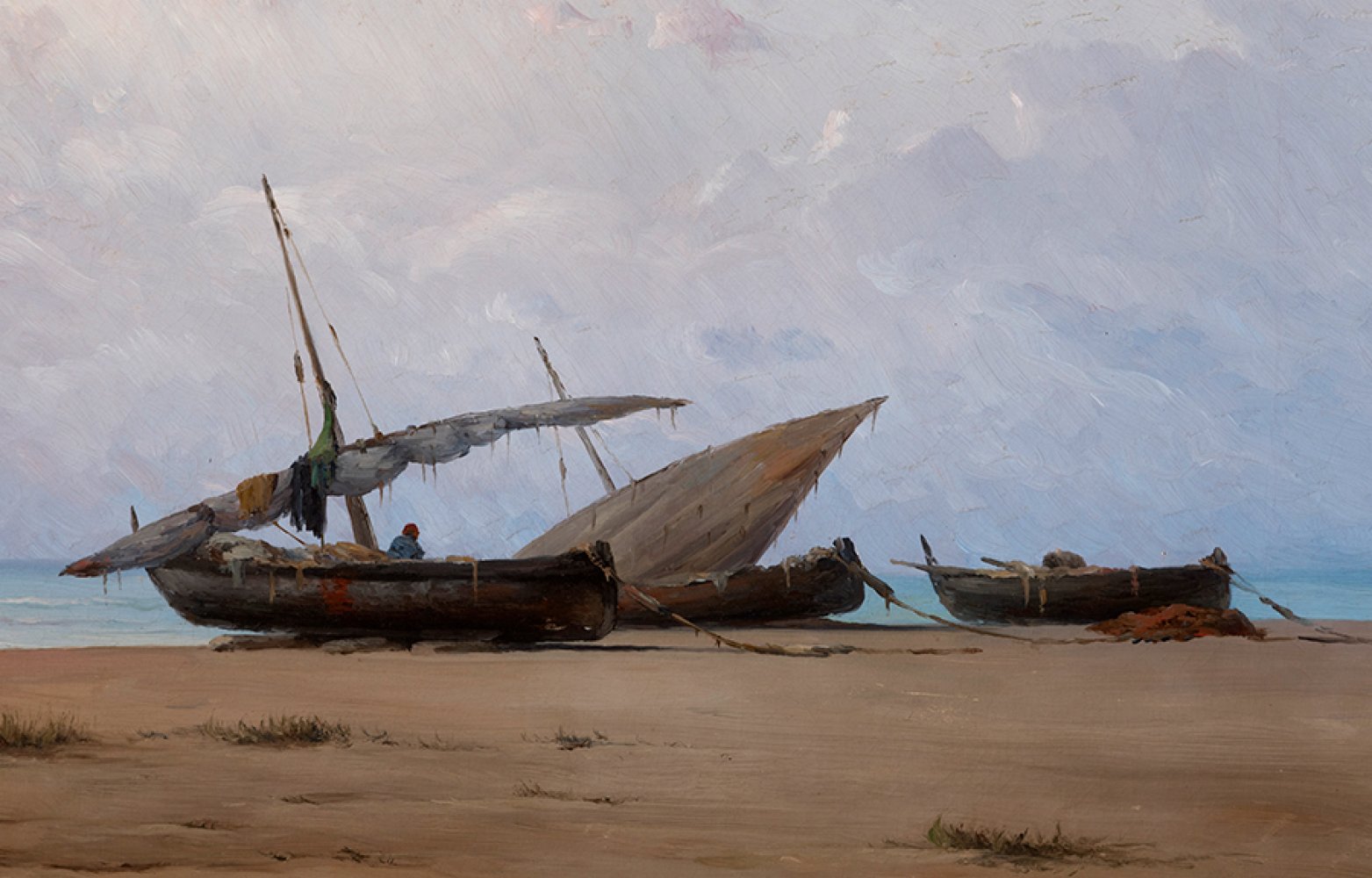 MODEST URGELL INGLADA (Barcelona, 1839 - 1919)."Boat on the Beach".Oil on canvas.Signed in the lower - Image 3 of 5