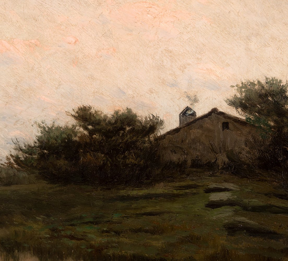 MODEST URGELL INGLADA (Barcelona, 1839 - 1919)."Landscape with farmhouse".Oil on canvas.Signed in - Image 6 of 7